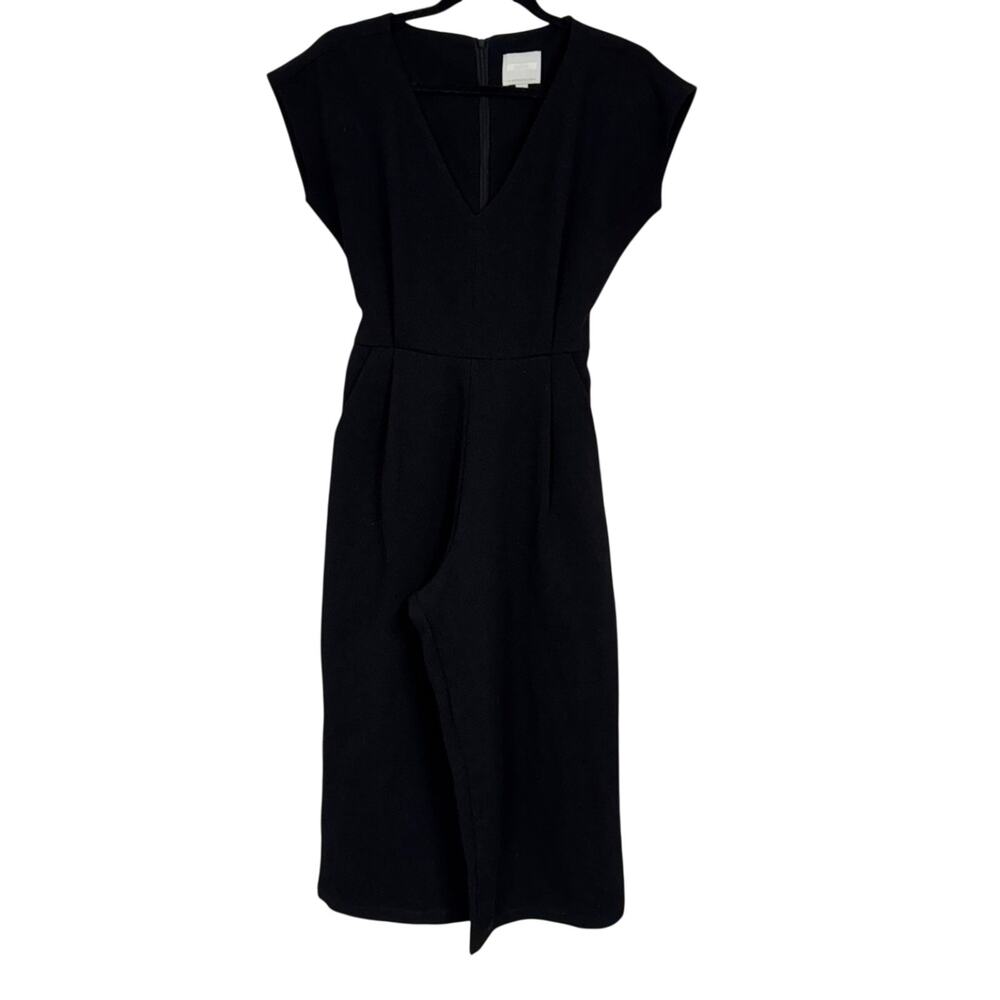 Anthropologie Ettitwa Black Wide Leg Jumpsuit Womens XS Casual Preppy Structured